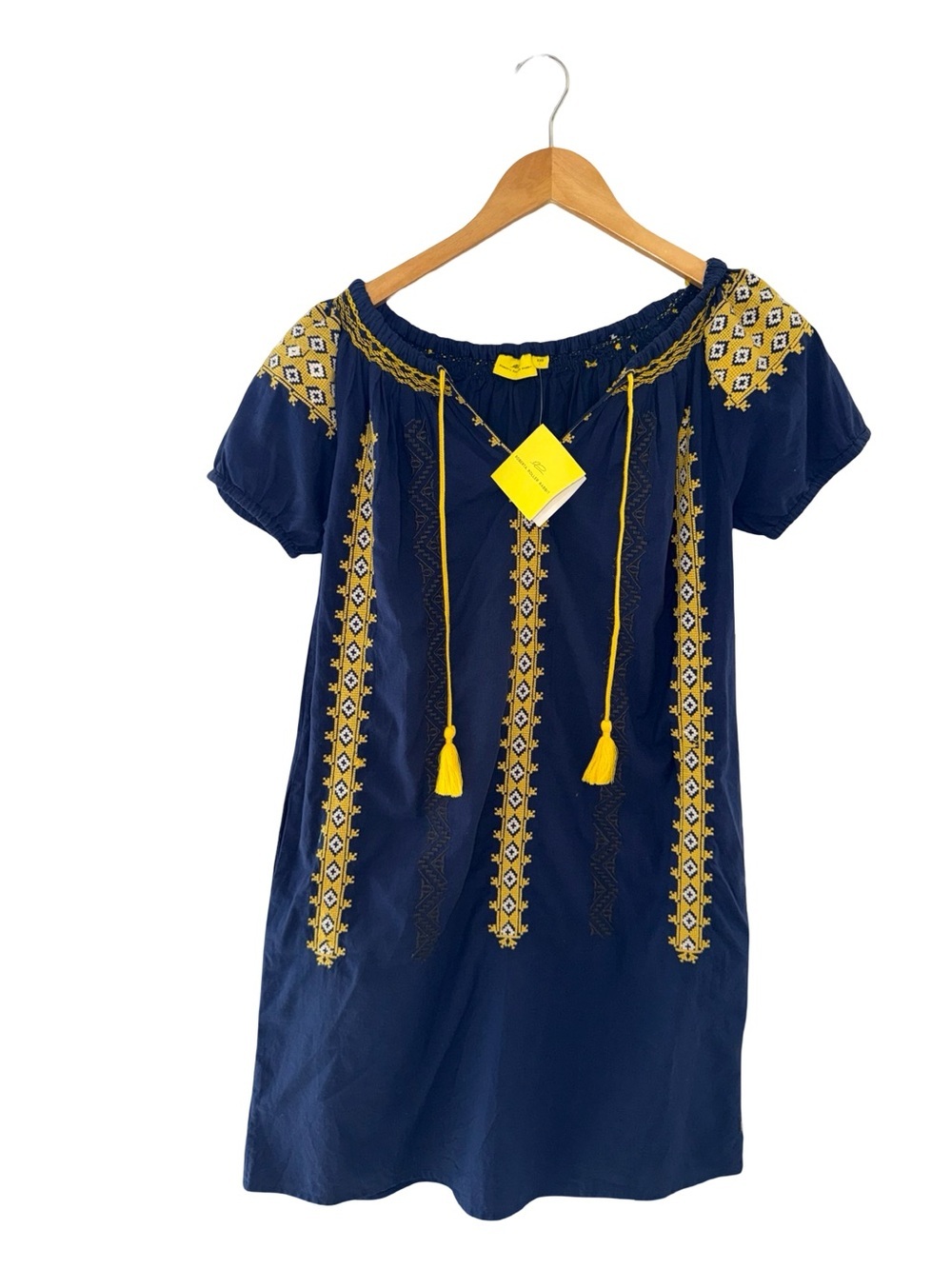 Roberta Roller Rabbit Navy Midi Dress with Yellow Embroidery NWT